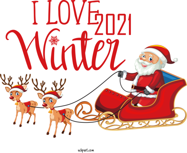 Free Christmas Reindeer Deer Santa Claus For Hello Winter Clipart Transparent Background