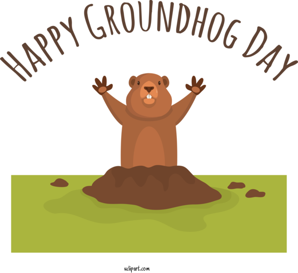 Free Holidays Bears Human Cartoon For Groundhog Day Clipart Transparent Background