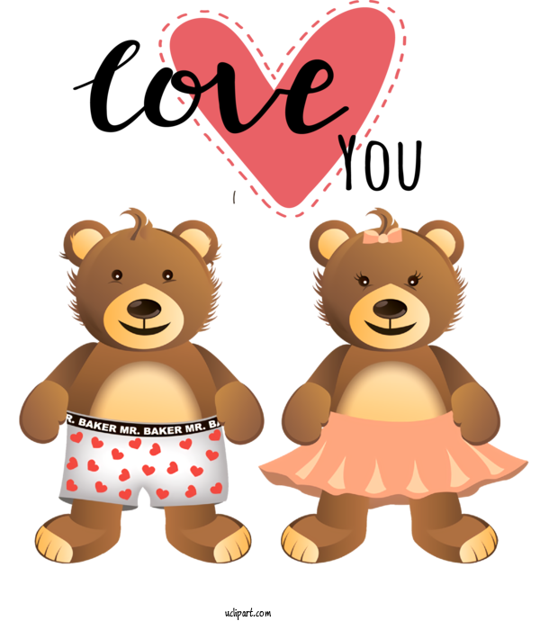 Free Holidays Bears Teddy Bear Cartoon For Valentines Day Clipart Transparent Background