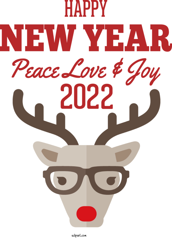 Free Holidays Reindeer Deer Cartoon For New Year 2022 Clipart Transparent Background