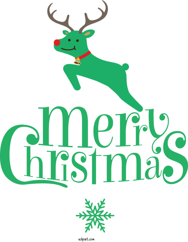 Free Christmas Reindeer Deer Antler For Green Merry Christmas Clipart Transparent Background