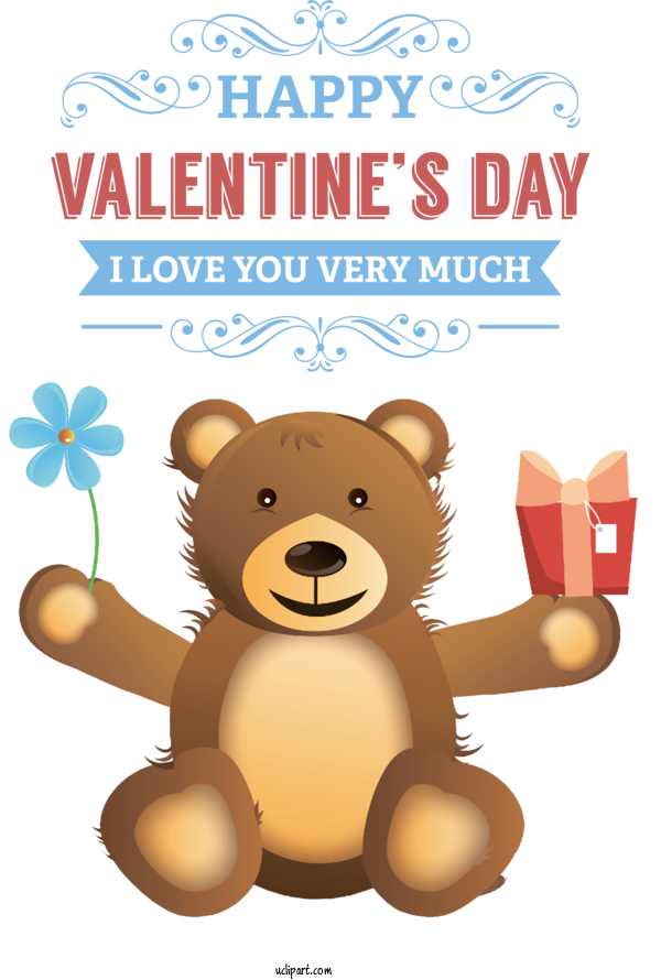Free Valentine's Day Bears Teddy Bear Cartoon For I Love Your Very Much Clipart Transparent Background
