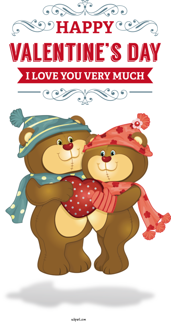 Free Valentine's Day Line Art Cartoon Teddy Bear For I Love Your Very Much Clipart Transparent Background