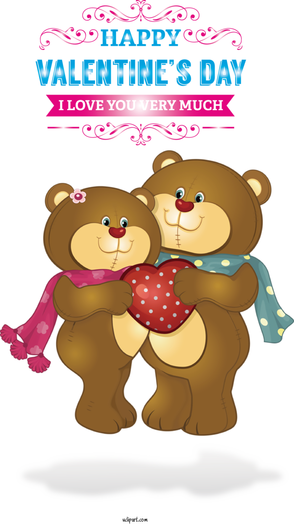 Free Valentine's Day Bears Teddy Bear Valentines Day Teddy Bear For I Love Your Very Much Clipart Transparent Background