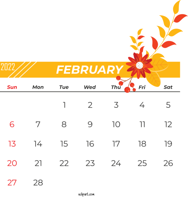 Free Life Line Calendario Febrero Line For Yearly Calendar Clipart Transparent Background