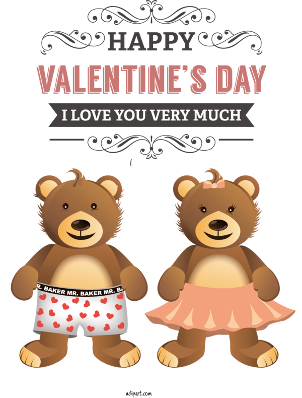 Free Valentine's Day Bears Cartoon Teddy Bear For I Love Your Very Much Clipart Transparent Background