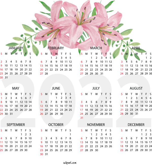 Free Life Flower Calendar Line For Yearly Calendar Clipart Transparent Background