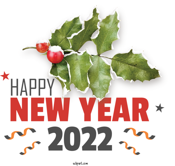 Free Holidays Fruit Common Holly Branch For New Year 2022 Clipart Transparent Background