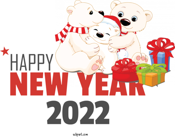 Free Holidays Polar Bear Bears Human For New Year 2022 Clipart Transparent Background