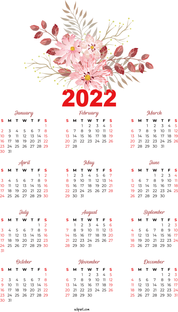 Free Life Calendar 2022 Design For Yearly Calendar Clipart Transparent Background