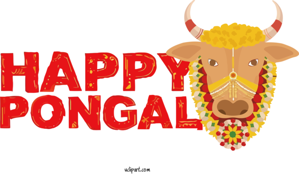 Free Holidays Giraffe Reindeer For Pongal Clipart Transparent Background