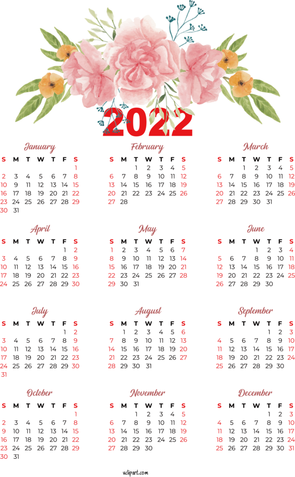 Free Life Calendar Calendário Fevereiro 2022 Design For Yearly Calendar Clipart Transparent Background