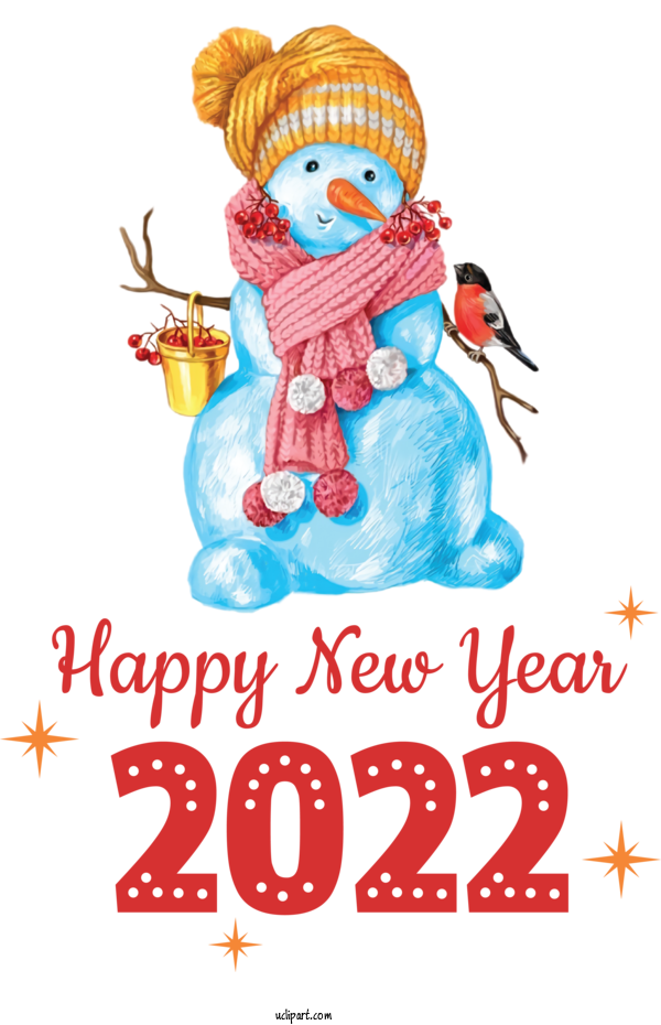 Free Holidays Drawing Cartoon Snowman For New Year 2022 Clipart Transparent Background