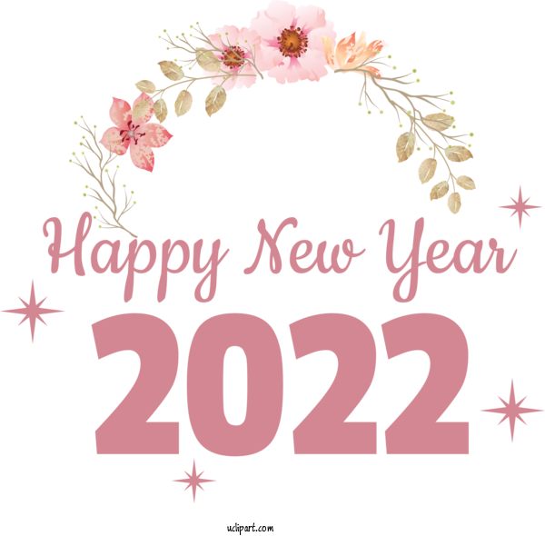 Free Holidays Floral Design Cut Flowers Greeting Card For New Year 2022 Clipart Transparent Background