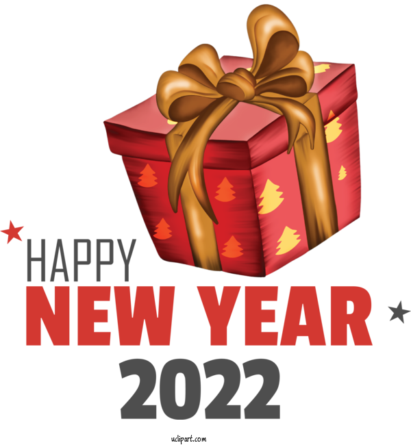 Free Holidays Gift Christmas Day Gift Box Golden For New Year 2022 Clipart Transparent Background