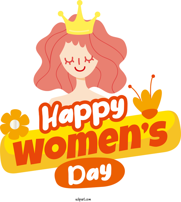 Free Holidays Logo Cartoon Yellow For International Women's Day Clipart Transparent Background