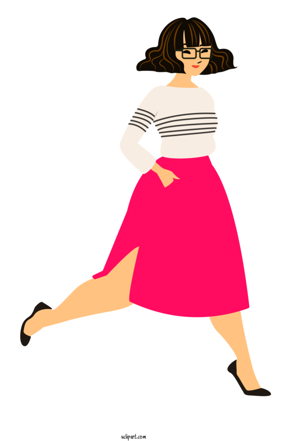 Free Walking Skirt Dress Clothing For Girl Clipart Transparent Background