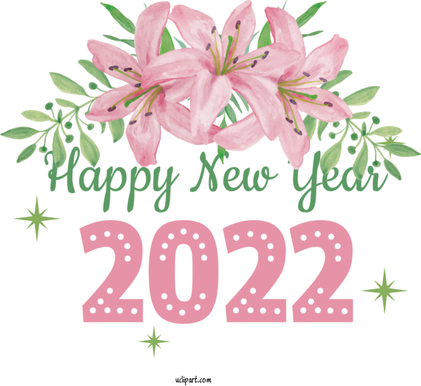 Free Holidays Floral Design Cut Flowers Flower For New Year 2022 Clipart Transparent Background