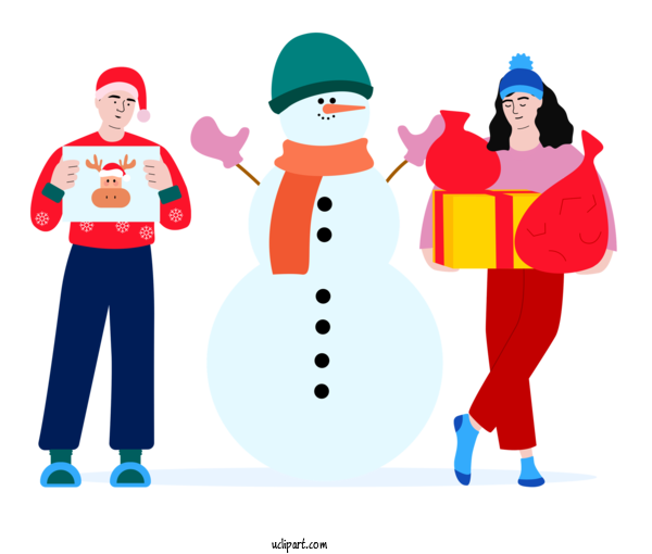 Free Holidays Christmas Day Santa Claus Snowman For Christmas Clipart Transparent Background