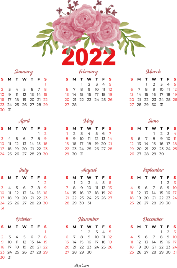 Free Life Calendar Calendar Year 2022 For Yearly Calendar Clipart Transparent Background