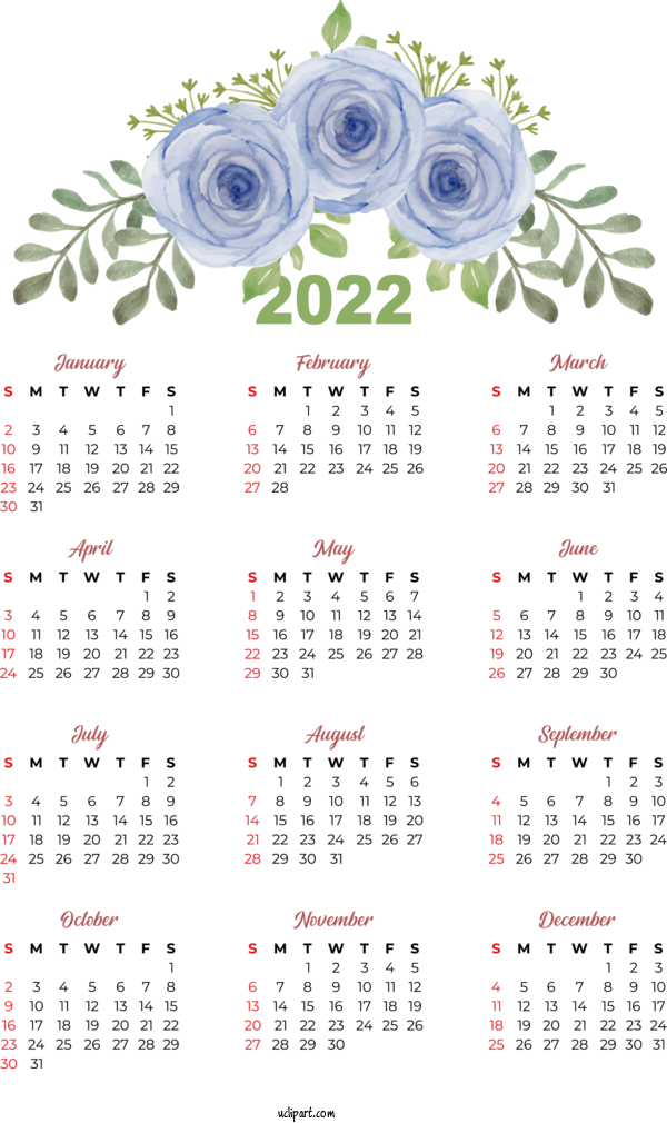 Free Life Flower Design Floral Design For Yearly Calendar Clipart Transparent Background