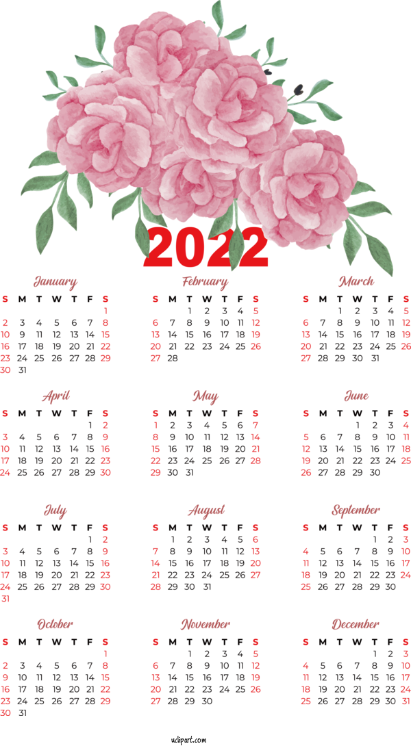 Free Life Calendar Flower Rose For Yearly Calendar Clipart Transparent Background