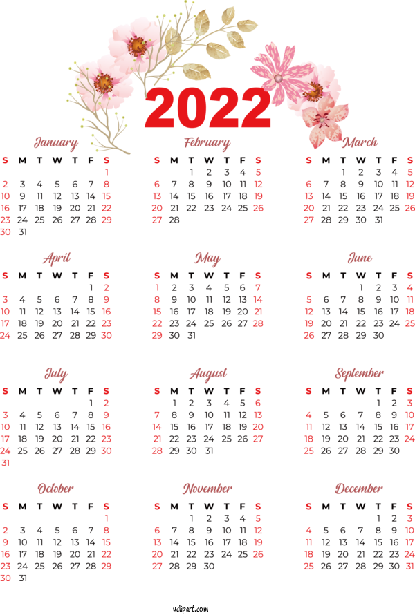 Free Life Calendar  2022 For Yearly Calendar Clipart Transparent Background
