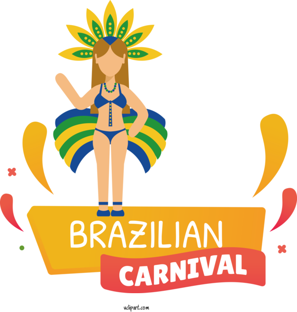 Free Holidays Logo Cartoon Carnaval Brasileiro For Brazilian Carnival Clipart Transparent Background