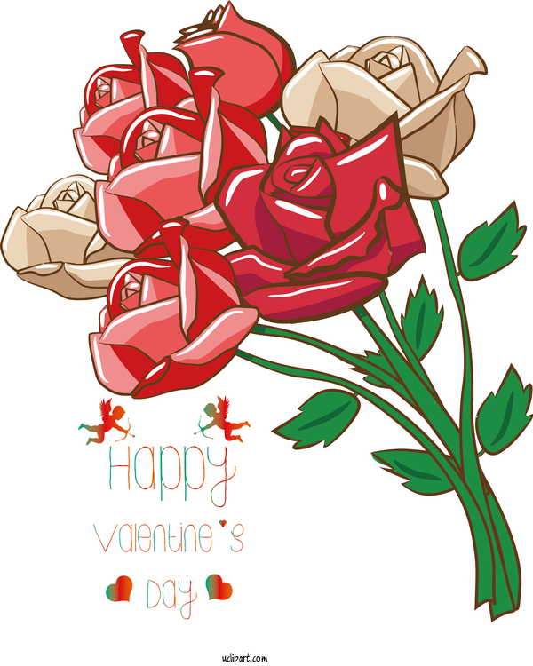 Free Holidays Rose Drawing Design For Valentines Day Clipart Transparent Background