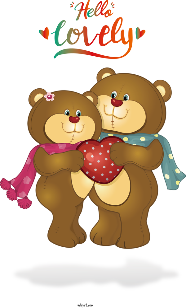 Free Valentines Day Bears Teddy Bear Valentines Day Teddy Bear For Hello Lovely Clipart Transparent Background