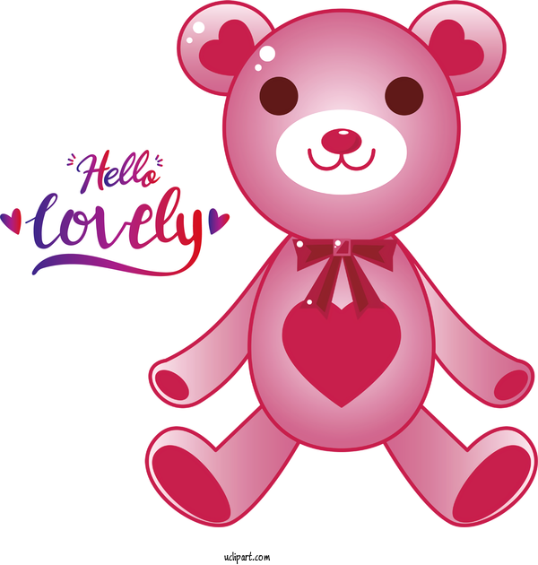 Free Valentines Day Bears Brown Bear Giant Panda For Hello Lovely Clipart Transparent Background