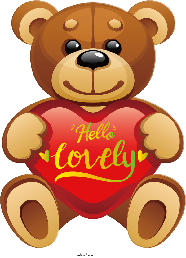 Free Valentines Day Bears Teddy Bear Bear With Heart For Hello Lovely Clipart Transparent Background
