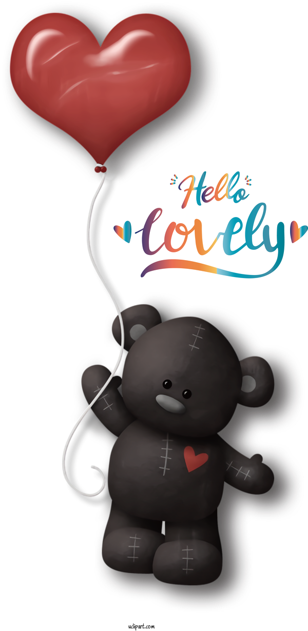 Free Valentines Day Bears Teddy Bear Heart For Hello Lovely Clipart Transparent Background