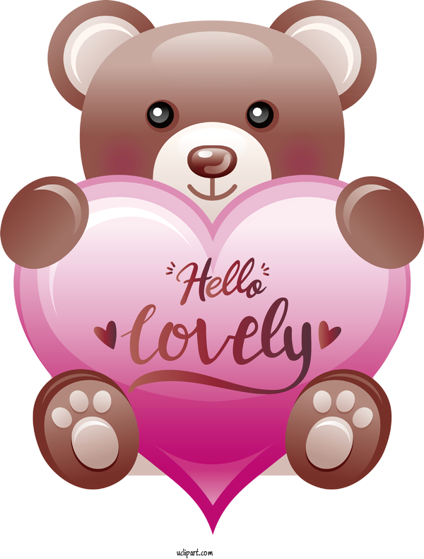 Free Valentines Day Heart Teddy Bear Drawing For Hello Lovely Clipart Transparent Background