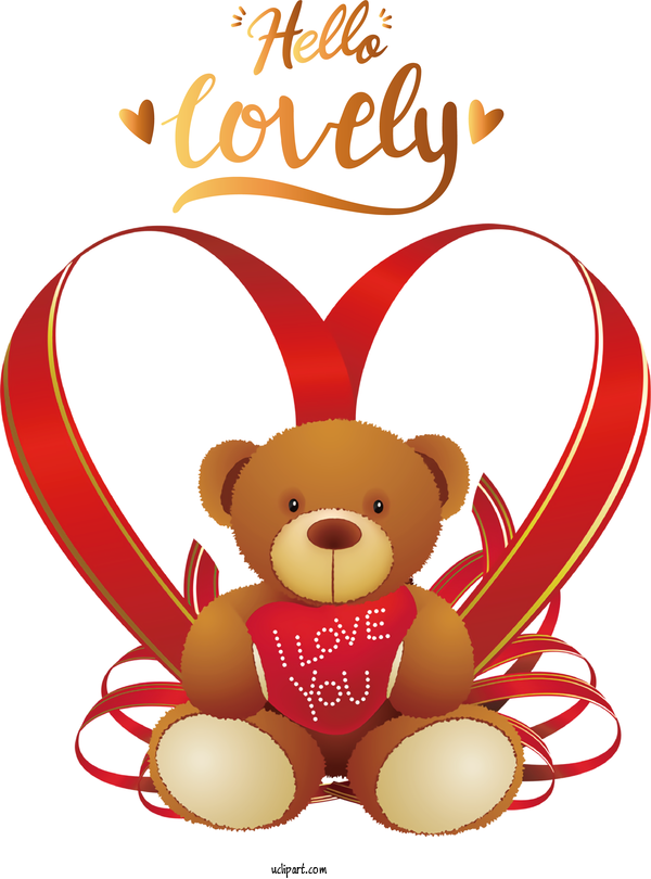 Free Valentines Day Birthday Wish Teddy Bear For Hello Lovely Clipart Transparent Background