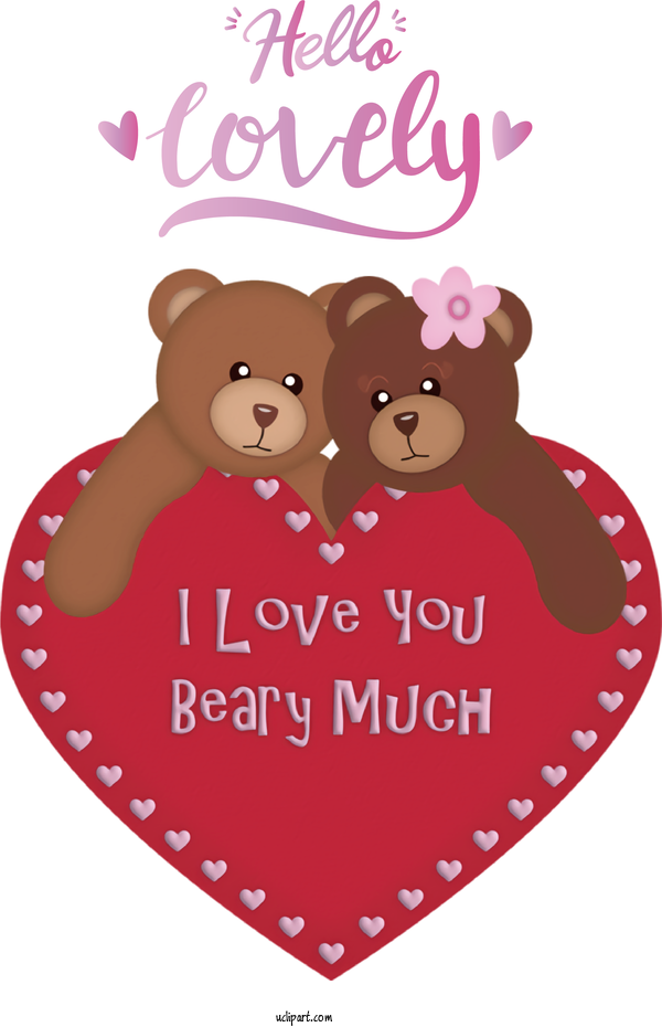 Free Valentines Day Bears Teddy Bear Teddy Bear Heart For Hello Lovely Clipart Transparent Background