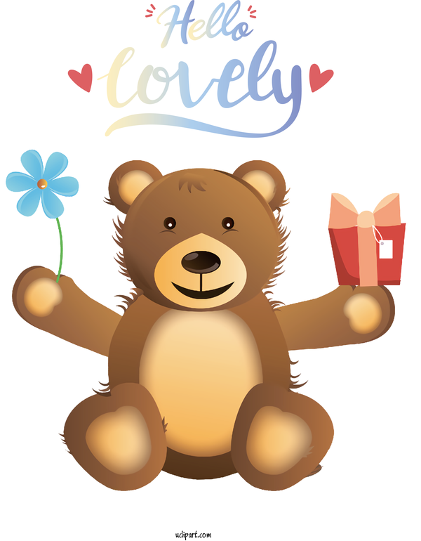 Free Valentines Day Bears Polar Bear Teddy Bear For Hello Lovely Clipart Transparent Background