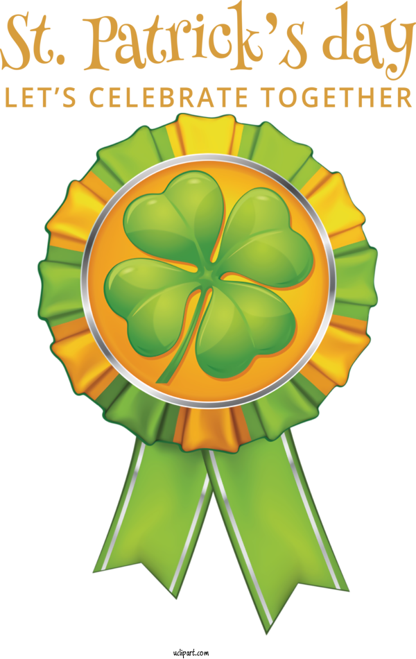 Free Holidays Ribbon Four Leaf Clover Award For Saint Patricks Day Clipart Transparent Background