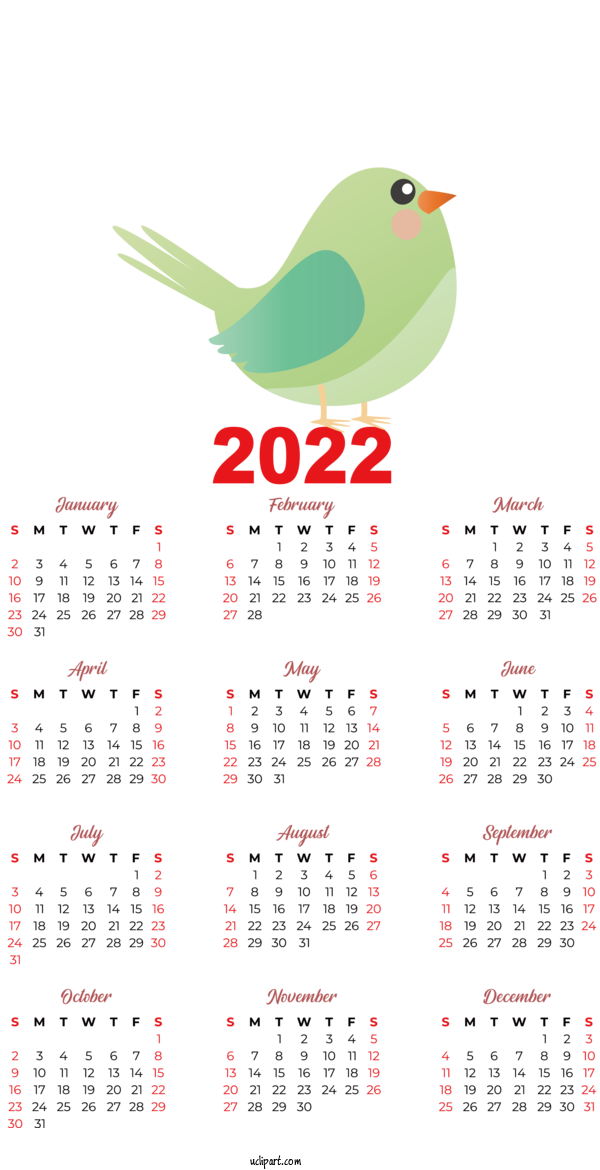Free Life Birds Calendar Design For Yearly Calendar Clipart Transparent Background