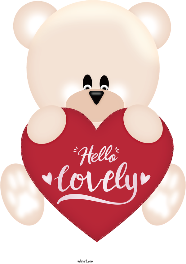 Free Valentines Day M 095 Teddy Bear Valentine's Day For Hello Lovely Clipart Transparent Background