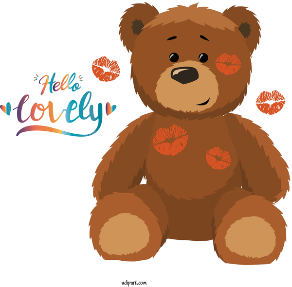Free Valentines Day Bears Teddy Bear Brown Teddy Bear For Hello Lovely Clipart Transparent Background
