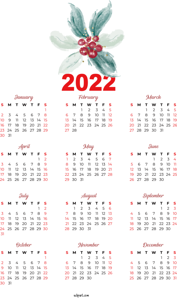 Free Life Calendar 2022 Julian Calendar For Yearly Calendar Clipart Transparent Background