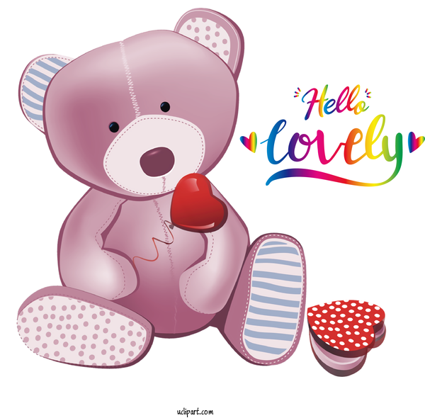 Free Valentines Day Bears Teddy Bear Stuffed Toy For Hello Lovely Clipart Transparent Background
