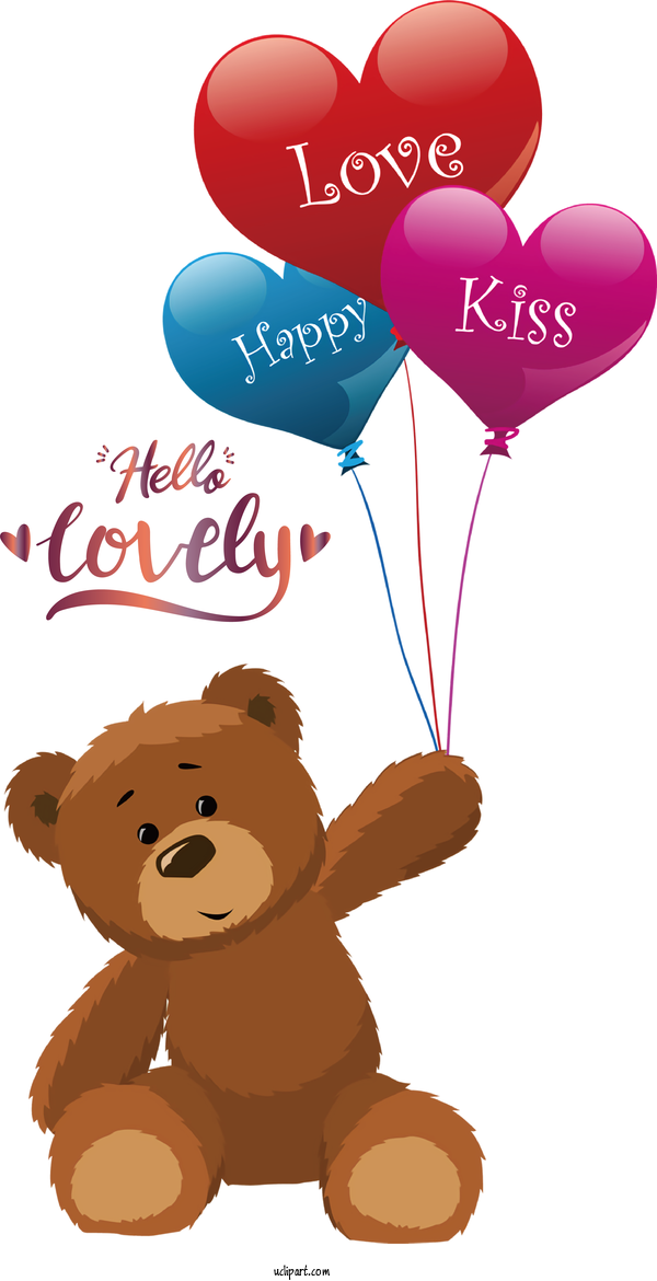 Free Valentines Day Bears Teddy Bear For Hello Lovely Clipart Transparent Background