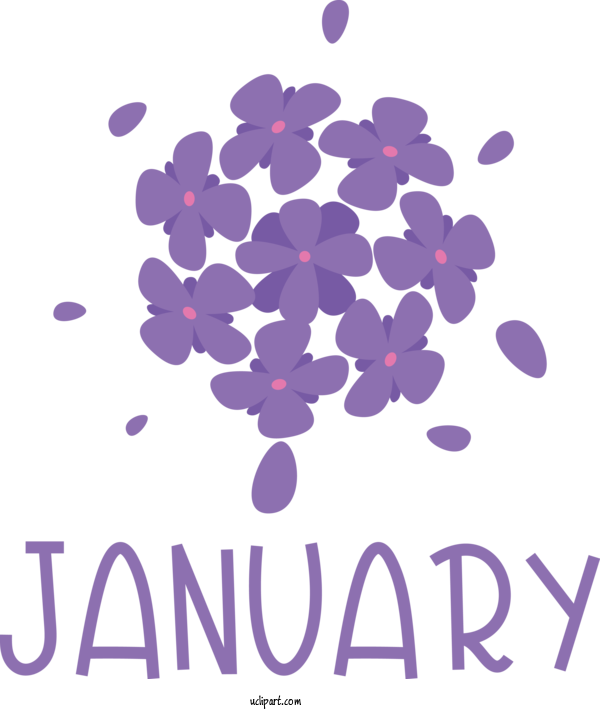Free January Design Line Petal For Hello January Clipart Transparent Background
