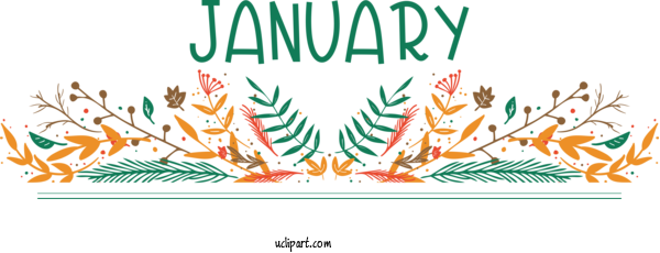 Free January Design Visual Arts Drawing For Hello January Clipart Transparent Background