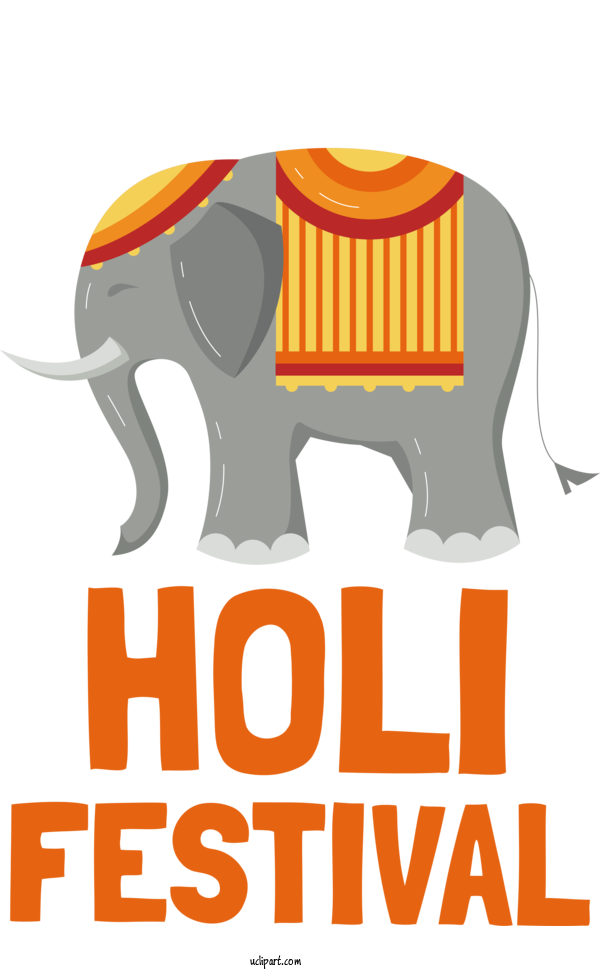 Free Holidays African Elephants Indian Elephant Elephant For Holi Clipart Transparent Background