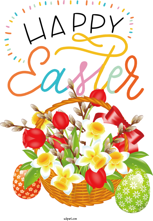 Free Holidays Flower Basket Cut Flowers For Easter Clipart Transparent Background