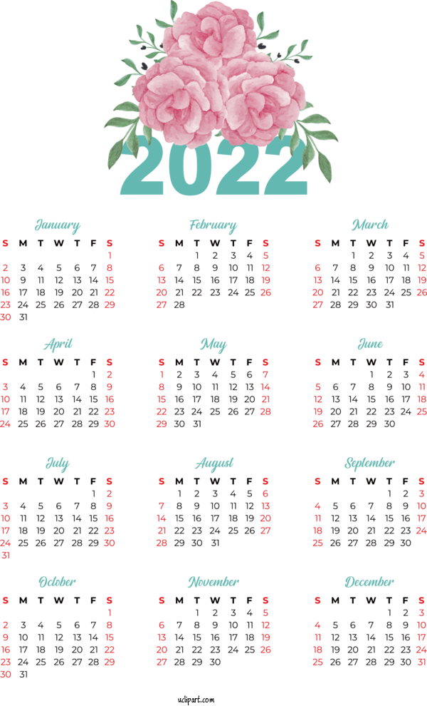 Free Life Calendar 2022 Calendar Year For Yearly Calendar Clipart Transparent Background