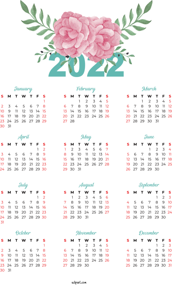 Free Life Calendar  Language For Yearly Calendar Clipart Transparent Background